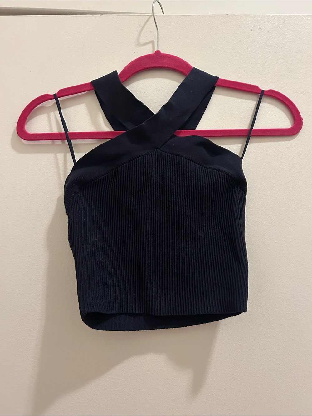 Aritzia Navy Cross-Front Ribbed Camisole